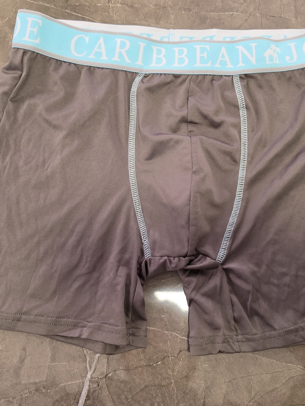 Caribbean Joe Brown Boxer Briefs with Light Blue Waistband